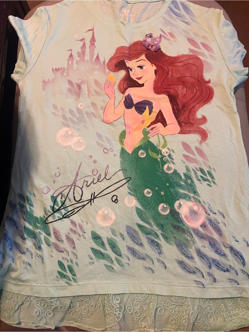 Disney Ariel Graphic Girls Short Sleeve Top